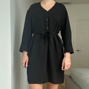 BLACK BUTTON-UP DRESS